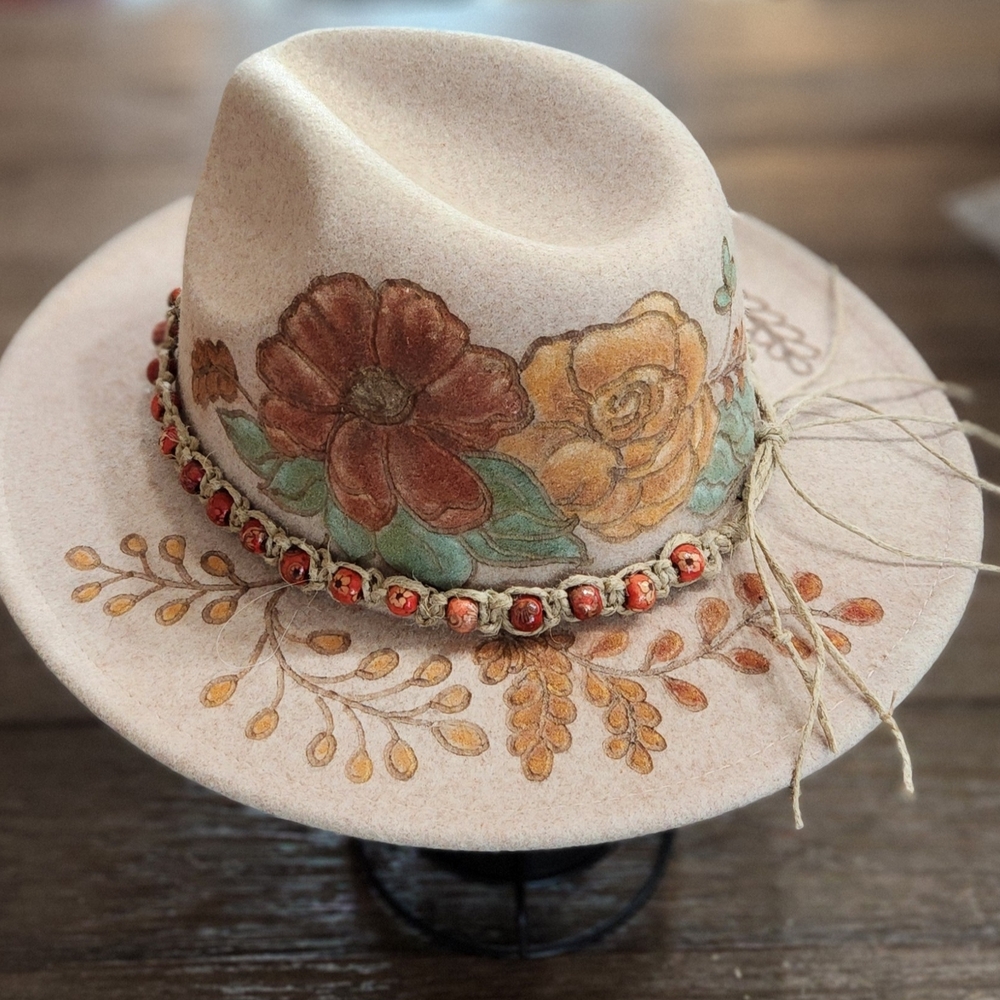 Hand Burned And Colored Hat